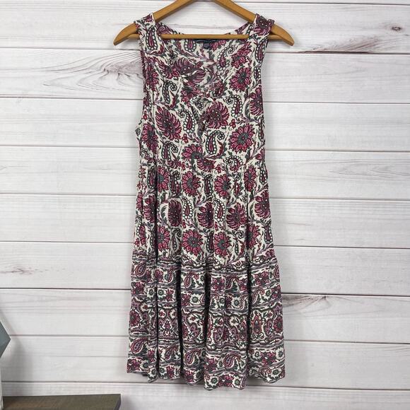 American Eagle Outfitters Dress Womens S‎ Multi Paisley Viscose Lace Up V Neck - Picture 2 of 10